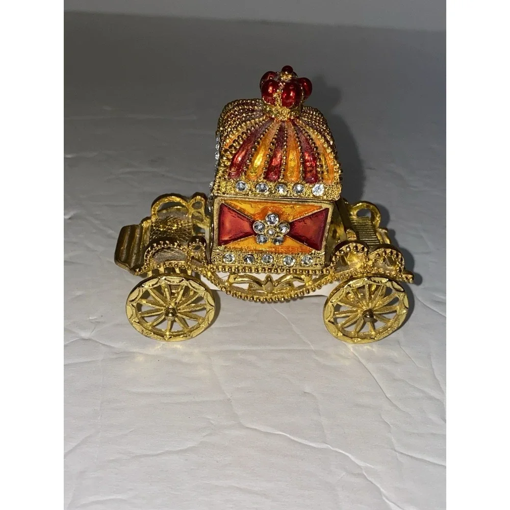 Jeweled Chariot Trinket Jewelry Display Box - Picture 2 of 11